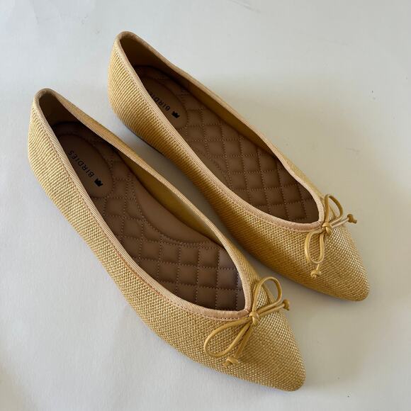 Birdies The Goldfinch Daffodil Raffia SZ 6.5 Pointed Toe Ballet Flat Yellow - Picture 2 of 8